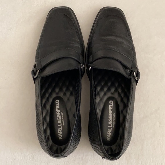 Karl Lagerfeld Paris | Textured Leather Bit Apron Toe Loafers LF1D2058 Black 7.5 - Picture 9 of 15